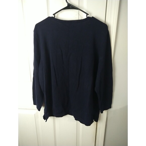 Rafaella Woman 2X Blue Pullover LS Sweater Side Slit Patriotic American Flag - Picture 8 of 8